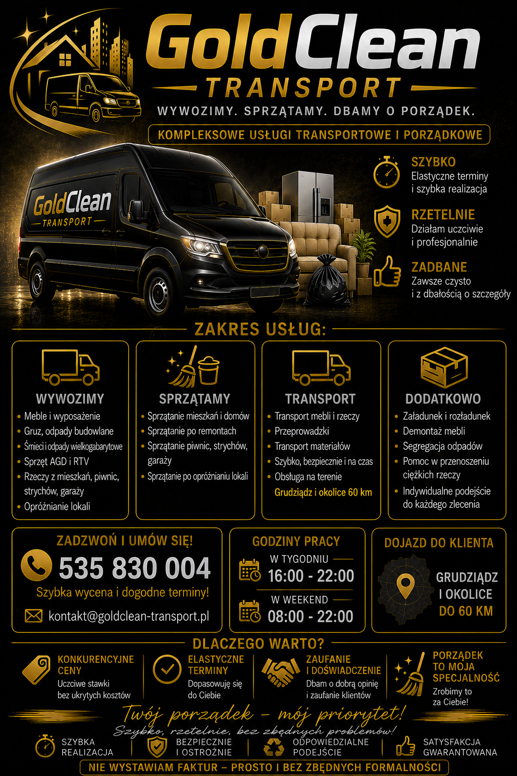GoldClean Transport – oferta usług transportowych i porządkowych