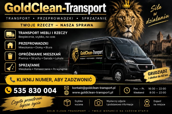 GoldClean-Transport – transport, przeprowadzki, opróżnianie mieszkań i sprzątanie w Grudziądzu